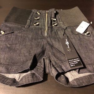 Black denim high waisted shorts